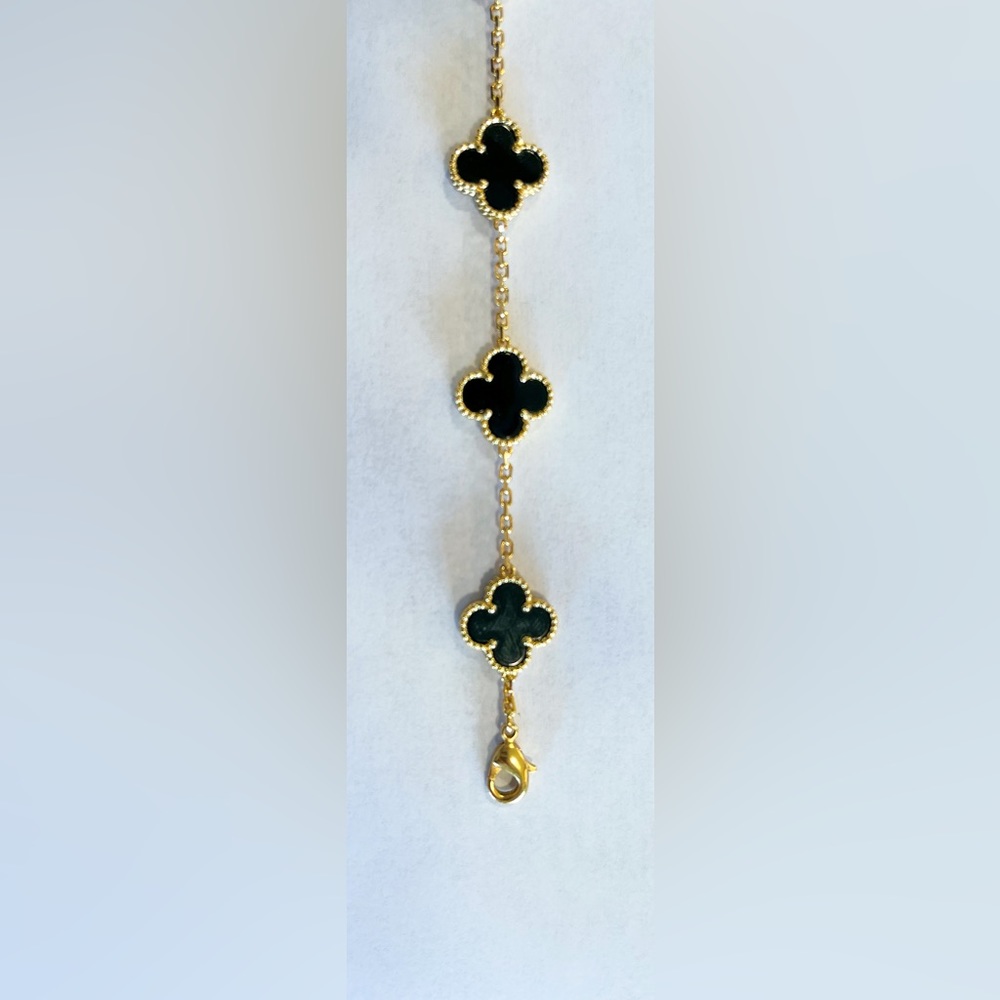 Onyx Clover Bracelet